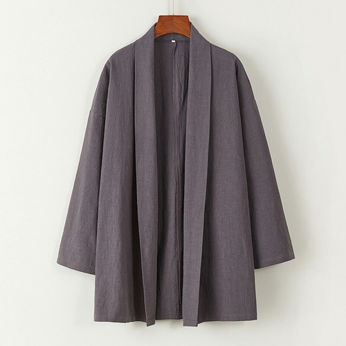 Spring Chinese Men Cardigan Loose Taoist Cloak Cape Cotton Linen Coat Outwear - Picture 17 of 19