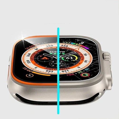 Vitre VERRE TREMPÉ + Bords Métal ORANGE Protection Écran Apple Watch ULTRA 49mm - Zdjęcie 8 z 13