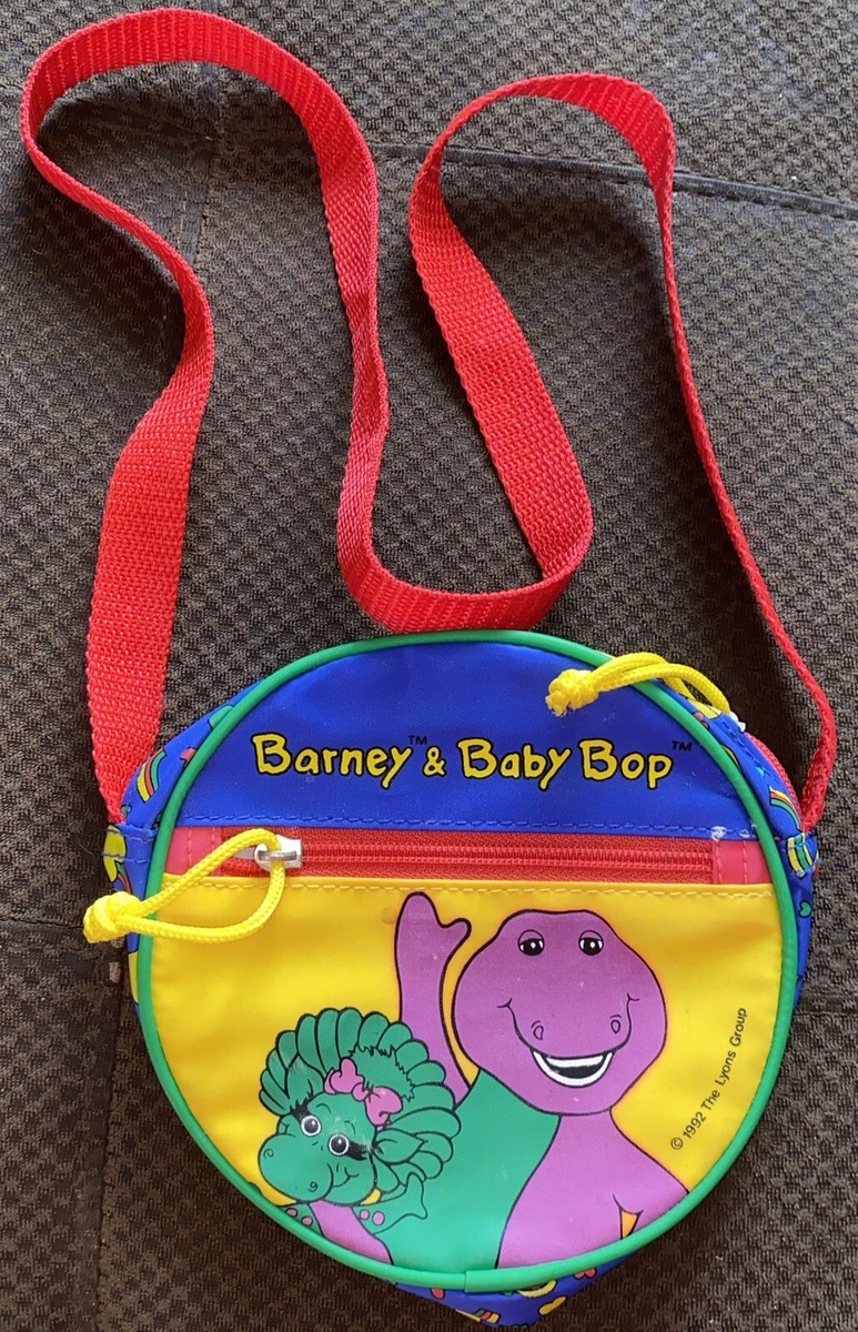 Vintage 1992 Barney Baby Bop Small Child Purse Colorful Kid Core Round Mini 90s