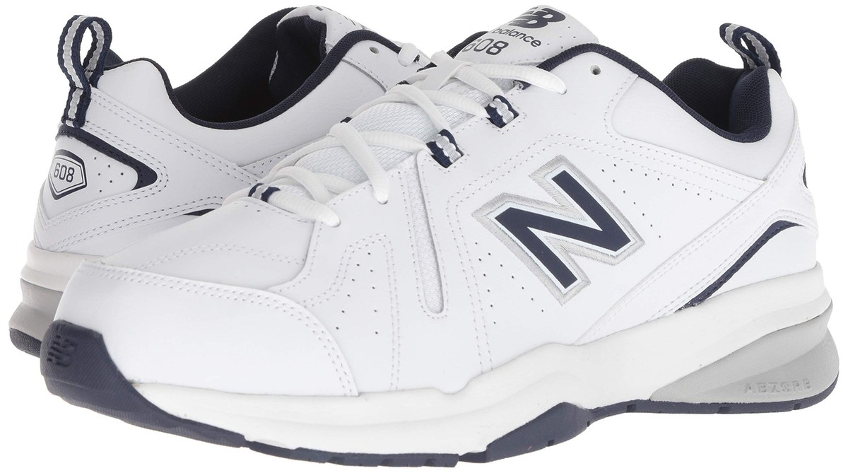 New Balance 608v5 White Navy Leather Cross Training Shoes Men\'s 11.5 MX608WN5 New Balance 608v5 Shoes Mens Size 8 4E White Leather Walking  main image 2