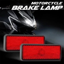 2x Red 24 LED Rectangle Reflector 3rd Brake Rear Stop Tail Light Lamp Motorcycle