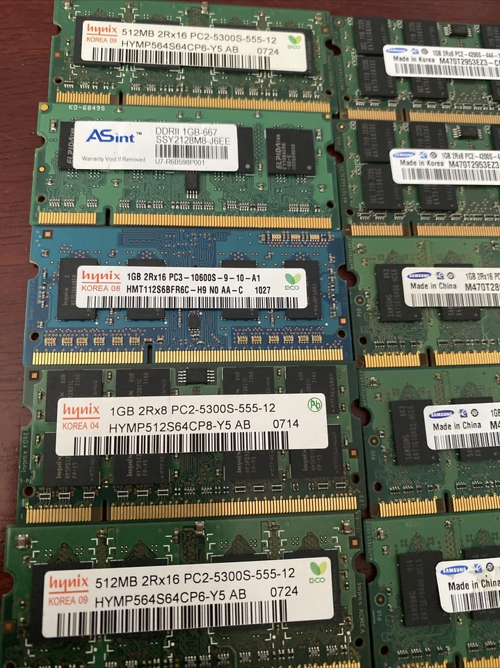 Working JOBLOT of laptop 15 x Laptop RAM - 512mb & 1GB Samsung/Corsair/Hynix - Image 2 of 4
