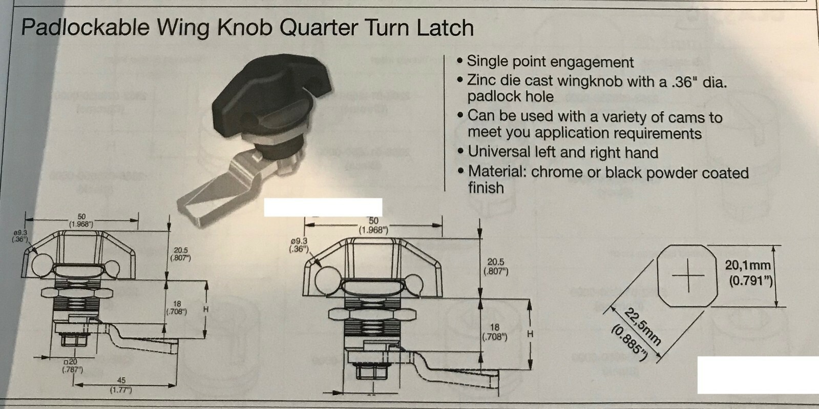 Padlockable Wing Knob Quarter Turn Door Latch for Cummins Generators eBay