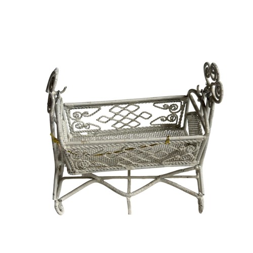 Miniature Wire Cradle Bassinet Dollhouse Furniture Baby Bed 4"+ - Picture 2 of 7