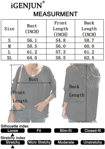 iGENJUN Women's Casual V-Neck Off-Shoulder Batwing Sleeve Pullover Sweater Tops - Picture 6 of 94