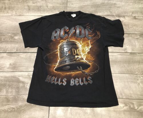 Y2K AC/DC Hells Bells Rock Tshirt Tee Shirt Size Large Delta Pro Weight Retro - Picture 1 of 8