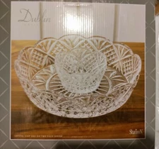 Godinger Shannon Crystal DUBLIN Chip and Dip Two Piece Server Glass EUC in Box