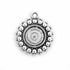 10 pcs. Antique Silver Circle Round Bezel Cabochon Pendant Trays 12mm Glue Pad