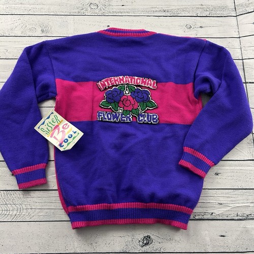 NEW Vintage Sister Be Cool Button Front Sweater Girl's Large 14 Purple Pink - Picture 6 of 6
