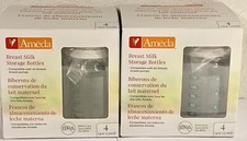 Ameda Breast Milk Storage Bottles : 8 4oz. Bottles with 8 2 Lock-Tight Caps,