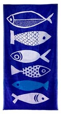 Telo Mare Pesci blu Lipari spugna cotone jaquard egiziano asciugamano 90x165 cm