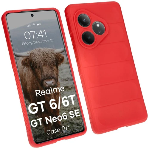 Funda de móvil para Realme GT 6 / GT 6T / GT Neo6 SE Bizon Silicona Case Cover Rojo
