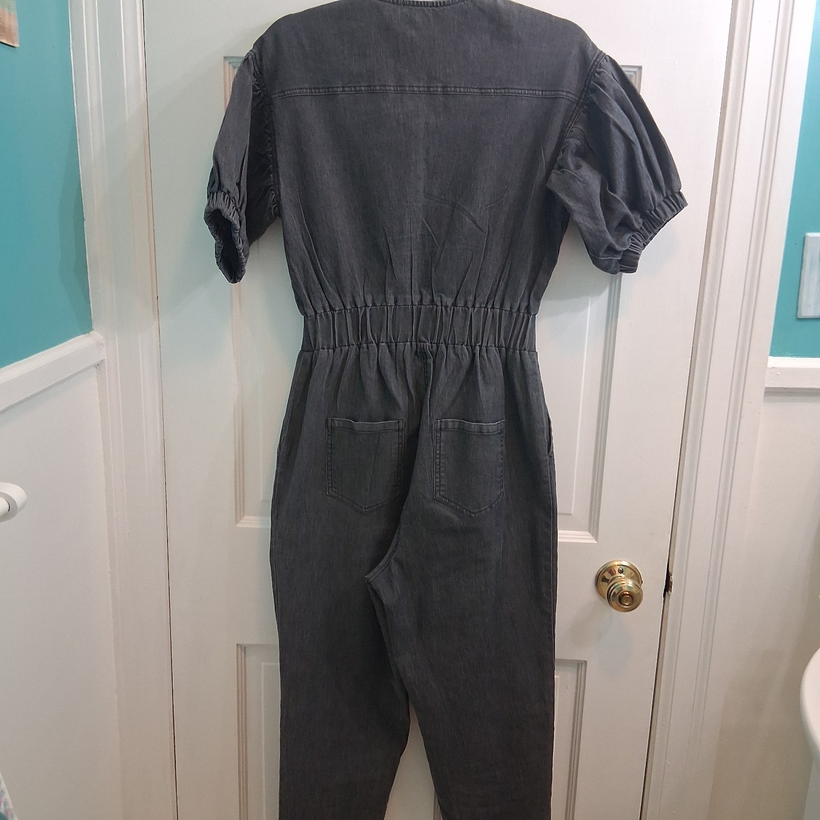 Melrose With Love Jumpsuit Denim Light Black Women's Size Small NEW 26" Inseam