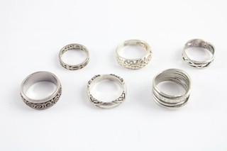 Sterling Silver Rings Open Work Celtic Swirl Multi Row Minimalist x6 (26g)