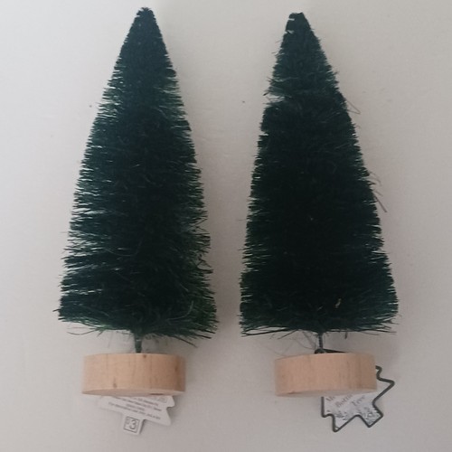 Bottle Brush Tree EverGreen Sisal 8" Tall Mini Decor, 2 Pack