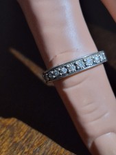 Ladies Size 7 Sterling Silver Wedding Band With Cz Stones