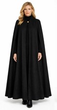 Ladies Black Wool Cloak: Victorian Steampunk Vintage Handmade Cape