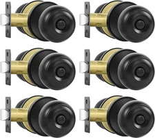 Privacy Door Knobs, 6 Pack Matte Black Door Knobs with Lock, Bed and Bath Door K