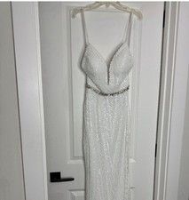 Faviana Prom/Wedding Dress Sparkly White Size 0 Great Condition