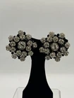 Vintage Rhinestone & Black Bead Large Clip On Earrings  Costumes Jewelry READ