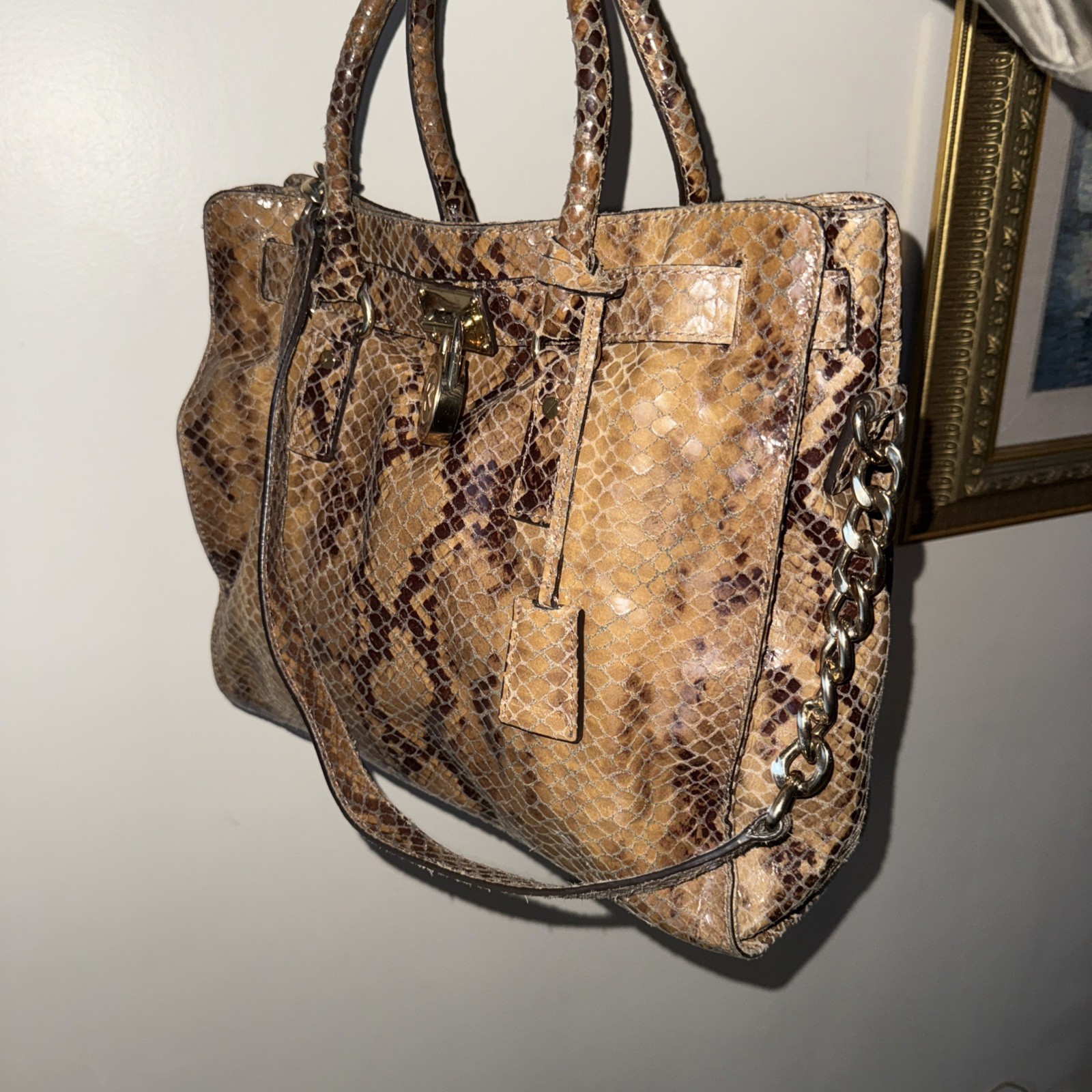 Michael Kors Hamilton Snake Skin Python With Key … - image 3