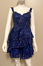Black Sequin Bustier Mini Dress Built-In Boning Bodycon Clubwear Glam Cocktail