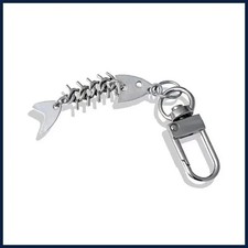 Simple Metal Fishbone Charm Keychain Unique H...