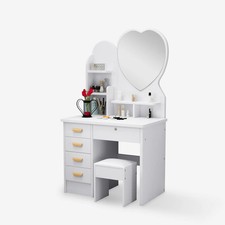 Postazione trucco toeletta specchio cuore sgabello camera da letto Clara