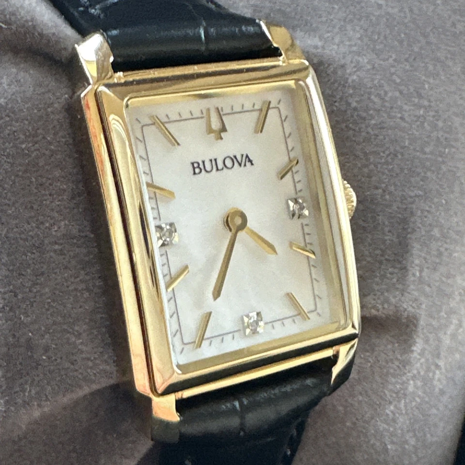 Bulova Women's Sutton Classic Quartz Gemmed Black Leather Watch 21 MM 97P166 - Image 2 of 4