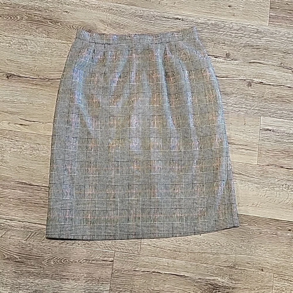 复古 14 码传统格子格伦格子学术界教师长款铅笔裙 — 第 2/4 张图片