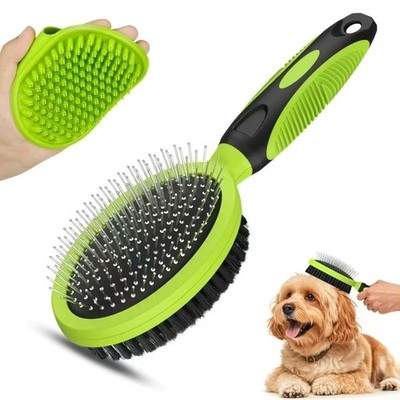 2PCS Pet Grooming Tools - Double-Sided Brush for Shedding and Bathing, Suitab...