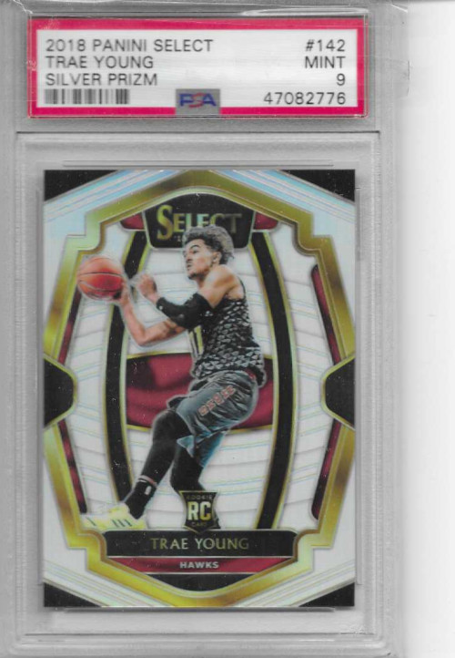 2018-19 Panini Select #142 Trae Young Rookie Silver Prizm RC PSA 9 Mint Premier