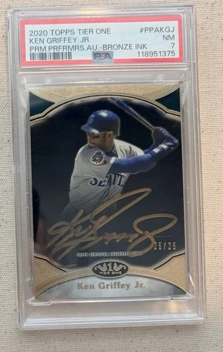 Ken Griffey Jr 2020 Topps Tier One Prime Performers Auto Bronze Ink /25 PSA 7