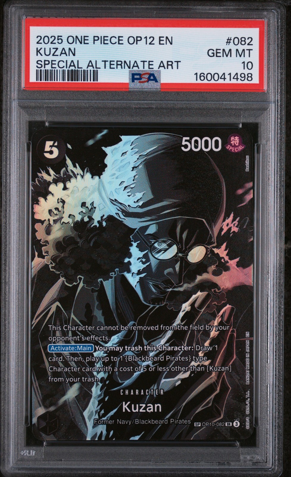 2025 ONE PIECE OP12-LEGACY OF THE MASTER #082 KUZAN SPECIAL ALTERNATE ART PSA 10