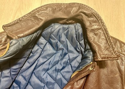 VTG 70s Leather A2 Flight Jacket Brown Distressed Patina Talon Zip