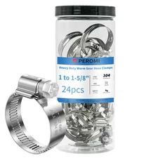 24PCS Heavy Duty Hose Clamps 304 Stianless Steel,1" Hose Clamp to 1-5/8" Hose...