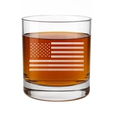 American Flag Rocks Glass Engraved Whiskey Gift For Him