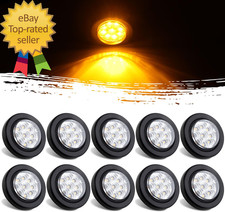 10pcs 2 Inch Round Led Marker Lights 9 Amber Led Reflectors Clear Lens