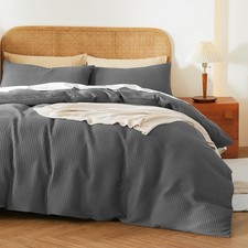 100 Egyptian Cotton Duvet Cover Set Queen Size, Waffle Weave Duvet Cover, 60...