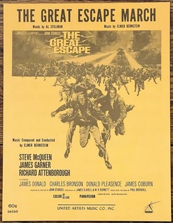 1963 action STEVE McQUEEN film THE GREAT ESCAPE sheet music ELMER BERNSTEIN song