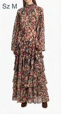 Farm Rio Sz M MaxiDress Multicolor Blurry Tiny Long Sleeve Balloon Viscose Heavy