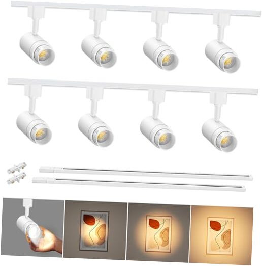 Zoomable 8 Lights LED Track Lighting Kit with 6.6FT H Type Track Lighting