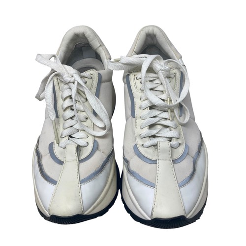 Jimmy Choo Sneakers Size 38 US 8 White Fabric Leather Raine Lace Up - Picture 3 of 22
