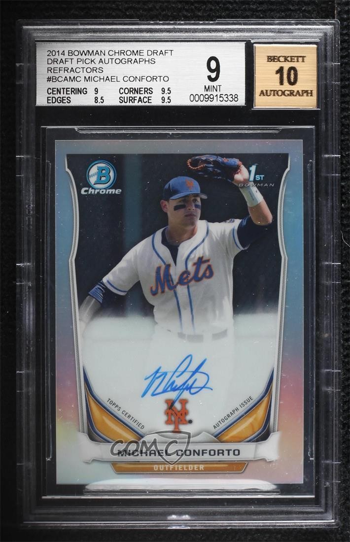2014 Bowman Draft Chrome Pick Refractor Michael Conforto BGS 9 MINT Auto v9t