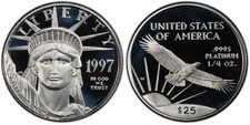 1997-W $25 Proof Platinum American Eagle 1/4 oz – PCGS PR70 DCAM 4497.40 per troy oz