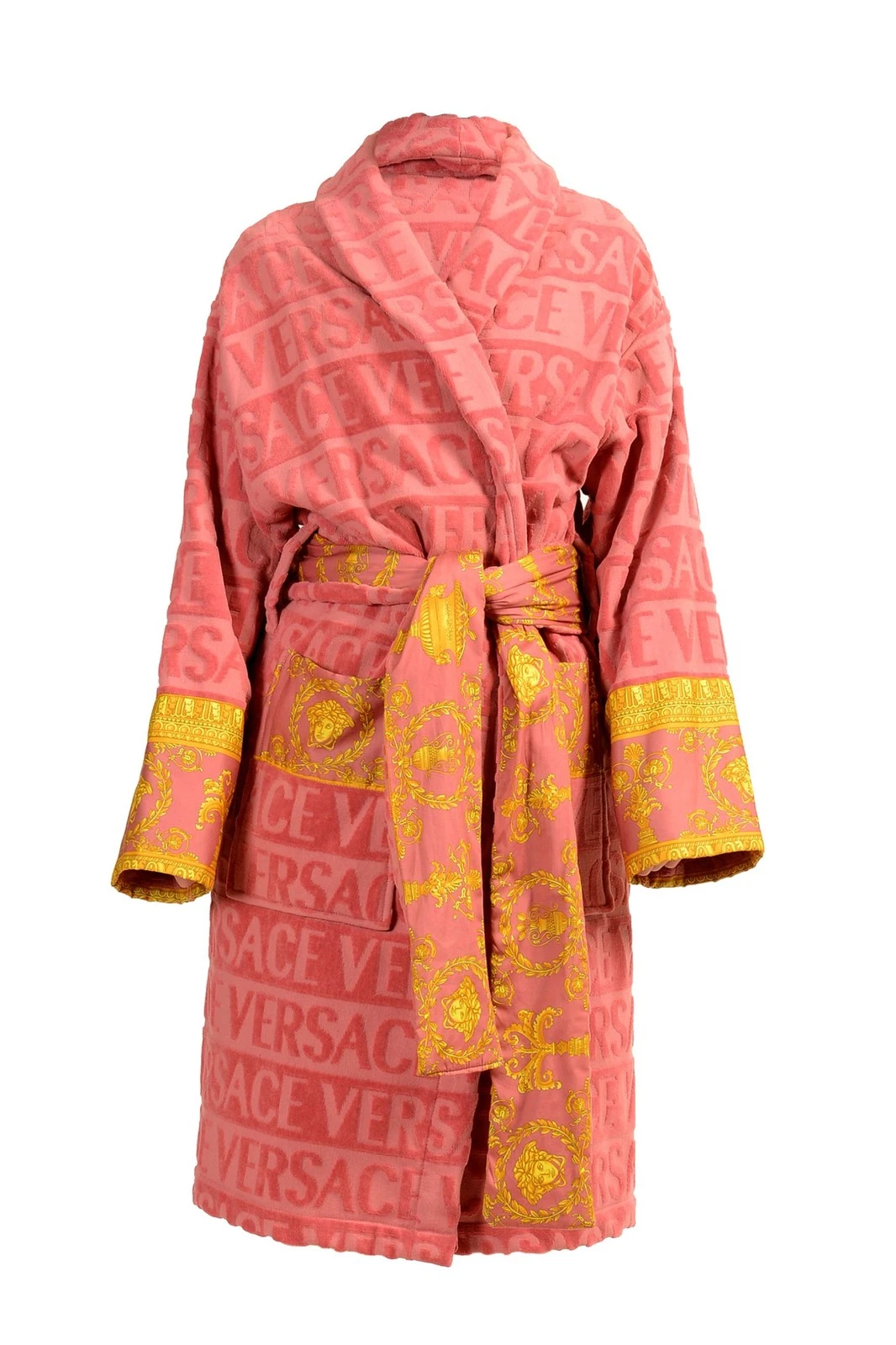 Versace — Versace Strawberry Jam "I Heart Baroque" 100% Cotton Belted Bathrobe Size S