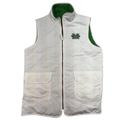 Marshall Thundering Herd Vest Womens White Green Sherpa reversible M/L