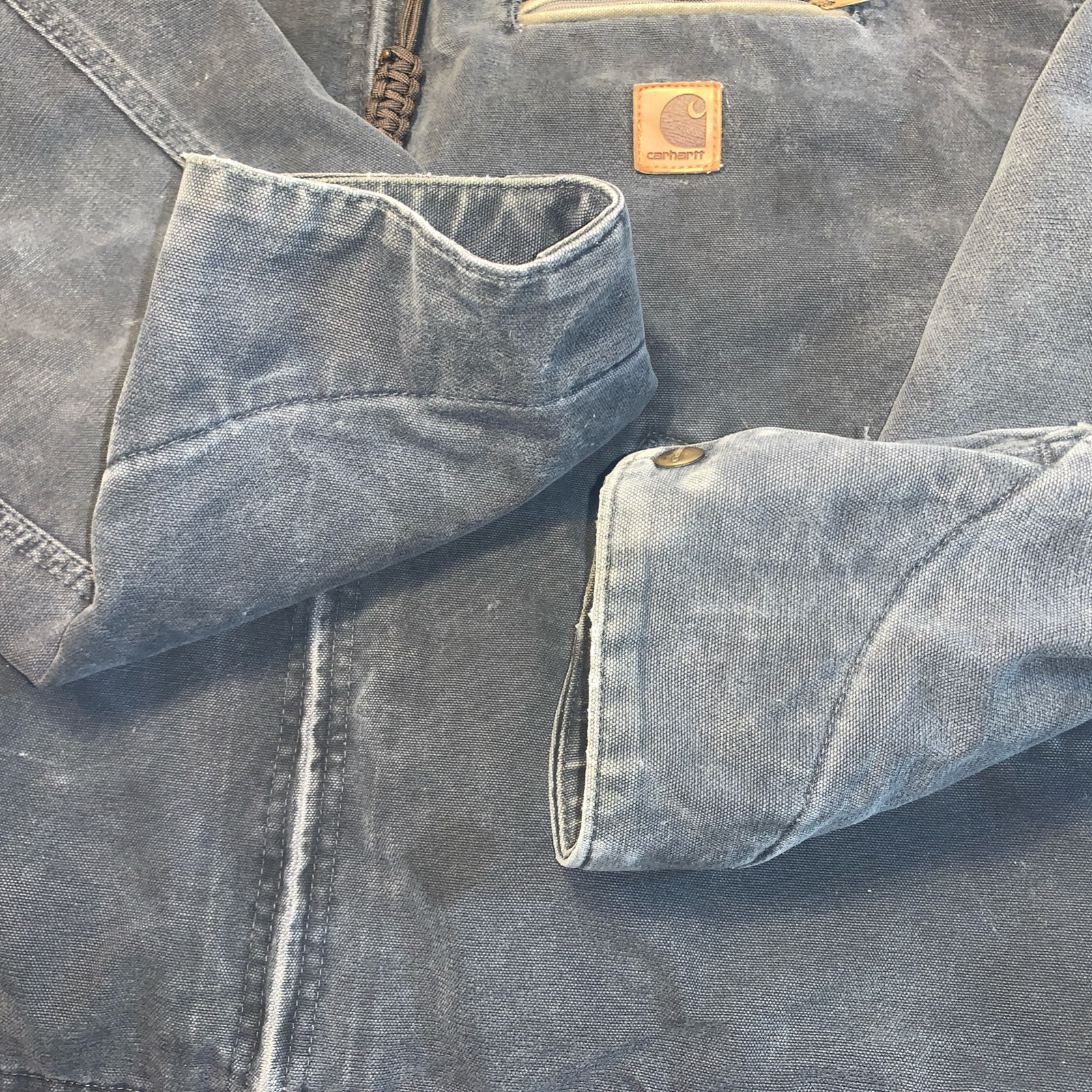 Vintage USA Carhartt Detroit Jacket J97 Petrol Size 2XL Faded Blanket Trucker thumbnail 10