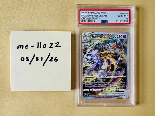 2023 Pokemon SWSH FA/MEWTWO VSTAR CROWN ZENITH GG44 PSA 10 GEM MINT!!!