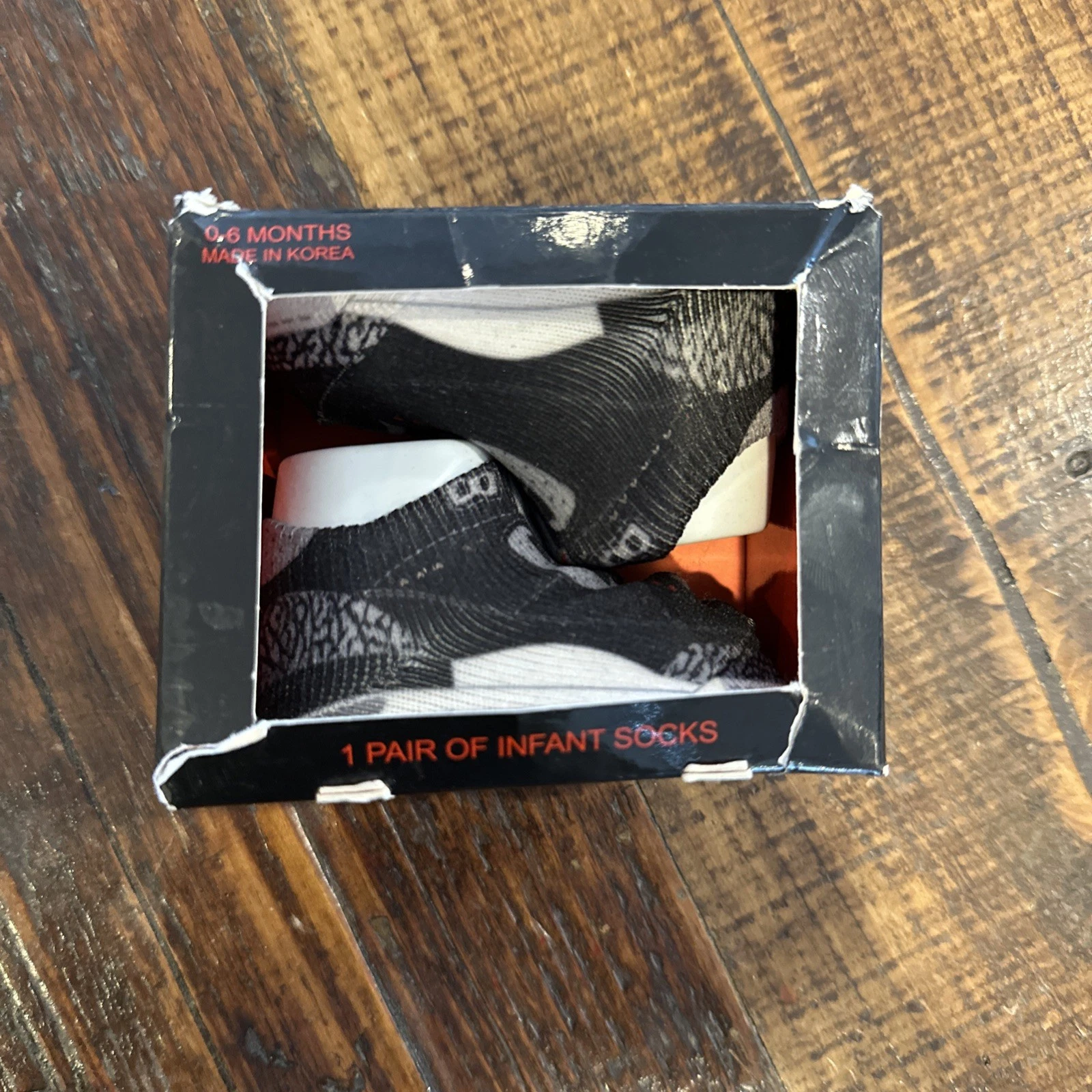 Vintage Nike Air Jordan 3 Black Cement Infant Socks 0-6 Months Super Rare